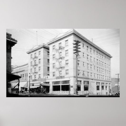 Roseburg, oder Stadtansicht und Umpqua Hotel Poster (Vorne)