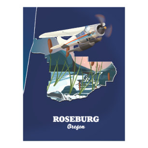 Roseburg-Region Retro-Karte Fotodruck