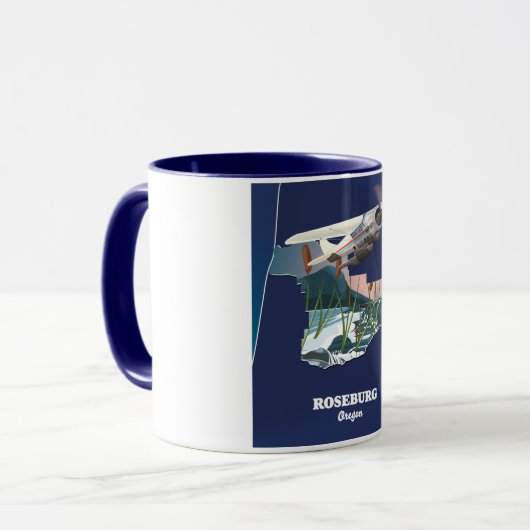 Roseburg-Region Retro-Karte Tasse (Vorderseite Links)