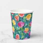 Rosebushes blooming watercolor pattern pappbecher (Rechts)