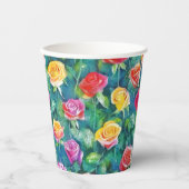 Rosebushes blooming watercolor pattern pappbecher (Vorderseite)