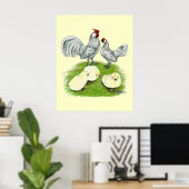 Rosecomb Bantams and Chicks Poster (Heimbüro)