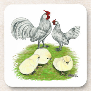 Rosecomb Bantams and Chicks Untersetzer