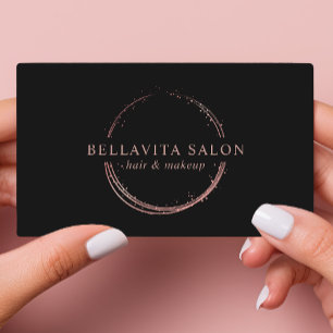 Roségold abstraktes Kreis-Salon-Logo Visitenkarte