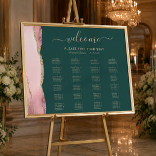 Roségold-Achat-Emeraldgrüne Hochzeitsbestuhlung Poster