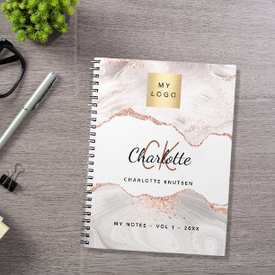 Roségold-Achat-Logo-Monogramm elegantes Geschäft  Notizblock