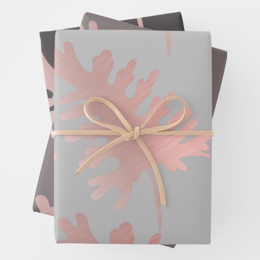 Rosegold Blätter Wrapping Paper Flat Sheet Set 3 (Beispiel)