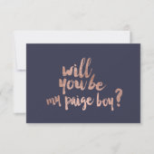 Roségold Blau Wirst du mein Paige Boy sein Einladung (Vorderseite)