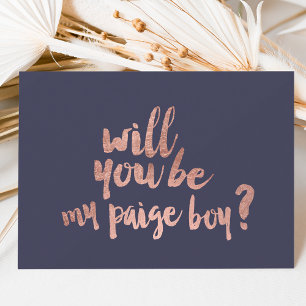 Roségold Blau Wirst du mein Paige Boy sein Einladung