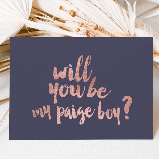 Roségold Blau Wirst du mein Paige Boy sein Einladung