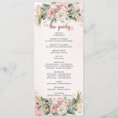 Roségold-Blumen-Eukalyptus-Elegante Hochzeitsagend Programm (Rückseite)