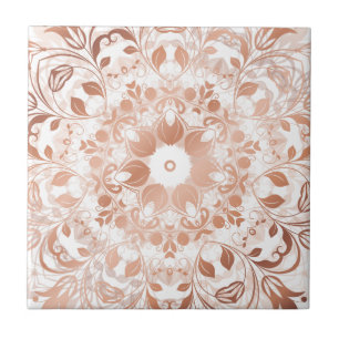 Roségold-Blumenmandala Fliese