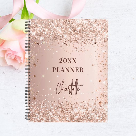 Roségold-Blush-Glitter-Name-Script-Glam 2023 Planer