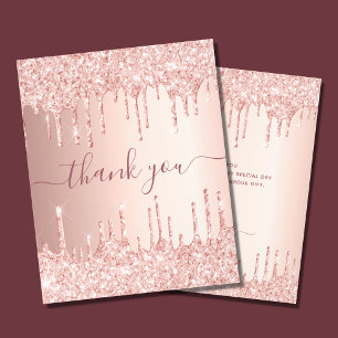 Roségold-Blush-Glittertropfen danke Flyer