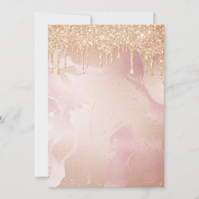 Rosegold Blush Marmor mit Gold Glitzer Droplets (Vorderseite)