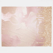 Rosegold Blush Marmor mit Gold Glitzer Droplets Fleecedecke (Vorderseite (Horizontal))