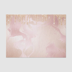 Rosegold Blush Marmor mit Gold Glitzer Droplets Seidenpapier