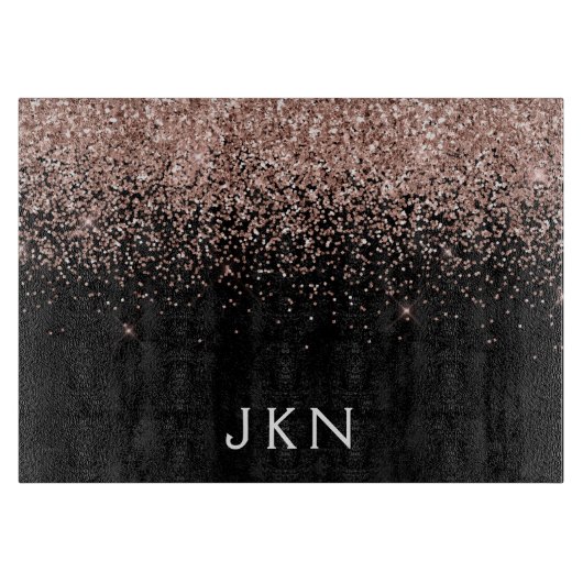 Roségold-Blush-Pink-Glitter-Monogramm Anfangsbuchs Schneidebrett (Vorderseite)