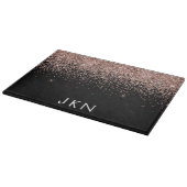 Roségold-Blush-Pink-Glitter-Monogramm Anfangsbuchs Schneidebrett (Ecke)