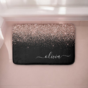 Roségold-Blush-Pink-Glitzer-Initialen-Schriftzug G Badematte