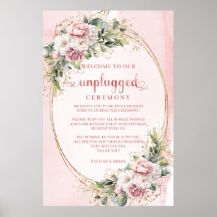 Roségold Blush Rosa Floral Boho Unplugged Hochzeit Poster