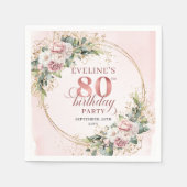 Roségold Boho Blumen 80. Geburtstag Servietten (Vorderseite)
