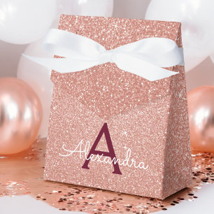 Roségold Bordeaux Glitter Glanz Monogramm Geschenkschachtel