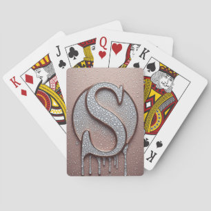Roségold-Buchstabe S Monogramm mit Kristalltropfen Spielkarten