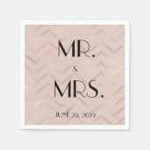 Roségold-Chevron-Hochzeitsservietten Serviette (Vorderseite)
