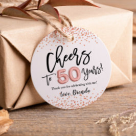 RoseGold Confetti jubelt auf 50 Jahre Liebesmarken Geschenkanhänger
