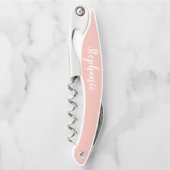 Roségold Custom Script Monogramm Kellnermesser (Vorderseite)