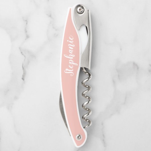 Roségold Custom Script Monogramm Kellnermesser (Rückseite)