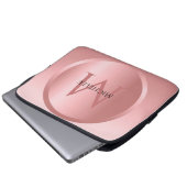 Rosegold Custom Template Elegantes Mono-Gramm Laptopschutzhülle (Vorne Knopf)