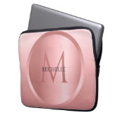 Rosegold Custom Template Elegantes Mono-Gramm Laptopschutzhülle (Vorderseite Links)