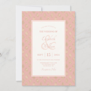 Roségold-Damask-Hochzeit Einladung