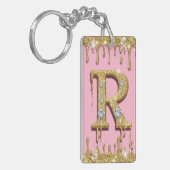 Roségold Diamant Initiale R Buchstabe Geschenk Schlüsselanhänger (Vorderseite links)