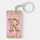 Roségold Diamant Initiale R Buchstabe Geschenk Schlüsselanhänger (Rückseite)