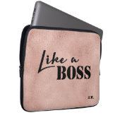 Rosegold Druckhintergrund Text "wie eines Chefs" Laptopschutzhülle (Vorne Rechts)