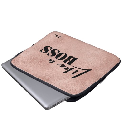 Rosegold Druckhintergrund Text "wie eines Chefs" Laptopschutzhülle (Vorne Knopf)