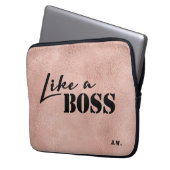 Rosegold Druckhintergrund Text "wie eines Chefs" Laptopschutzhülle (Vorderseite Links)