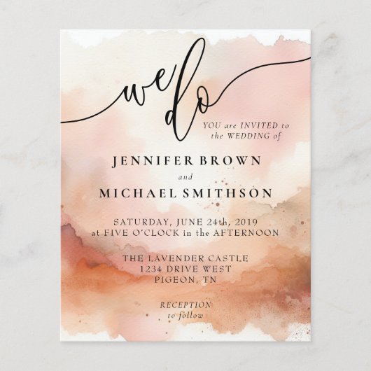 RoseGold Earthtone Wasserfarbenhochzeit Wir machen Flyer (Vorne)
