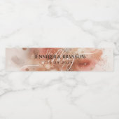 RoseGold Earthtone Watercolor Hochzeitsskript Wasserflaschenetikett (Einzelnes Label)