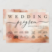 RoseGold Earthtone Watercolor Hochzeitssymbol Programm (Vorne/Hinten)