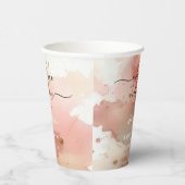 RoseGold Earthtone Watercolor Wedding Glitz Pappbecher (Rechts)