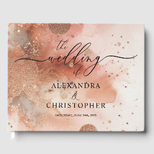 RoseGold Earthtone Watercolor Wedding Party Gästebuch