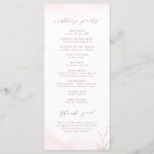 Roségold einfaches botanisches Monogramm Hochzeit Programm (Rückseite)