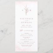 Roségold einfaches botanisches Monogramm Hochzeit Programm (Vorderseite)
