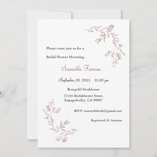 Rosegold Einladung, Einladung zur Hochzeit, Rosa G (Vorderseite)