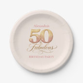 Roségold Elegant 50. Geburtstag Pappteller (Vorderseite)