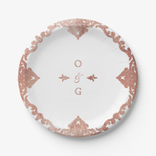 Roségold elegantes verziertes vintage Hochzeitsmon Pappteller